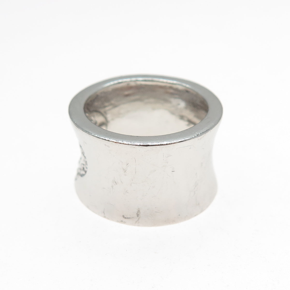 925 Sterling Silver Vintage Round-Cut C Z Flower Wide Ring Size 7.25