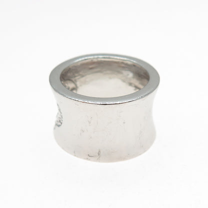 925 Sterling Silver Vintage Round-Cut C Z Flower Wide Ring Size 7.25