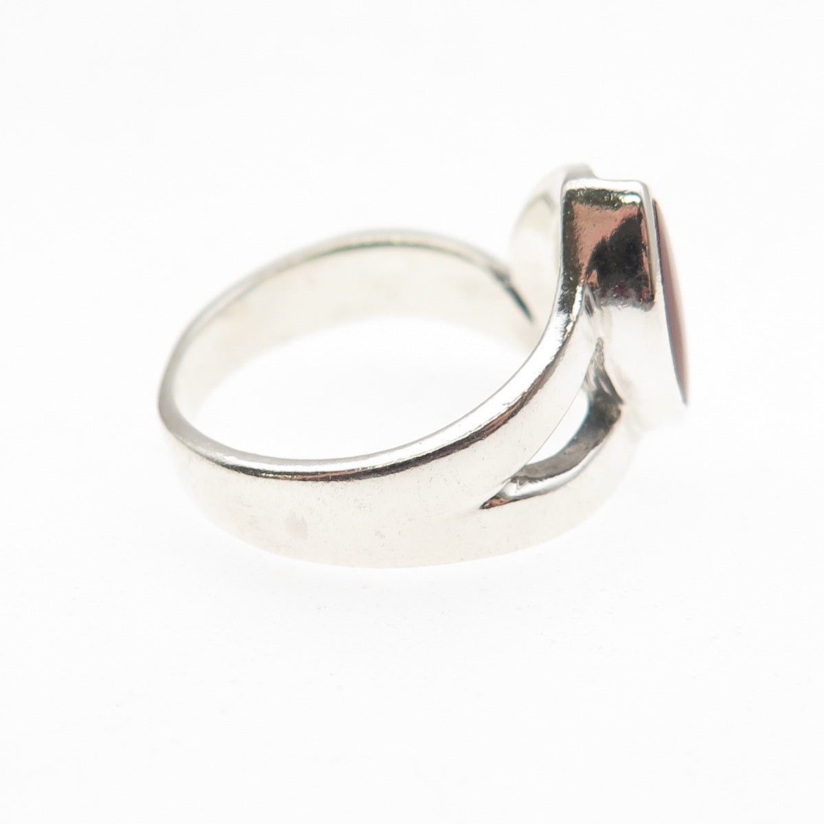 925 Sterling Silver Vintage Real Carnelian Modernist Ring Size 4.5