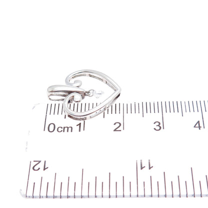 925 Sterling Silver Vintage Round-Cut C Z Heart Minimalist Charm Pendant