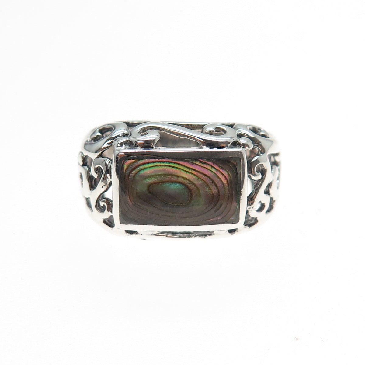 CFJ Collins Fine 925 Sterling Silver Vintage Real Abalone Shell Ring Size 6