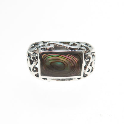 CFJ Collins Fine 925 Sterling Silver Vintage Real Abalone Shell Ring Size 6