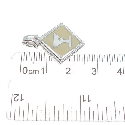 ORIGAMI OWL 925 Sterling Silver Enamel Martini Glass Charm Pendant