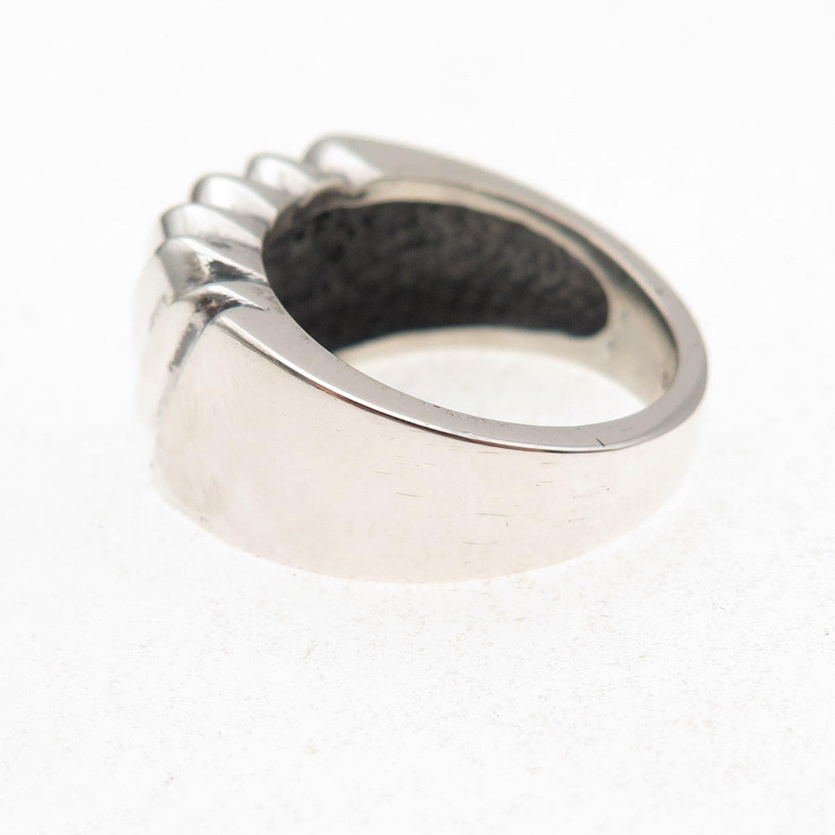 925 Sterling Silver Vintage Modernist Oxidized Ring Size 7.5