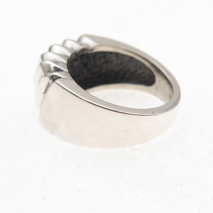 925 Sterling Silver Vintage Modernist Oxidized Ring Size 7.5