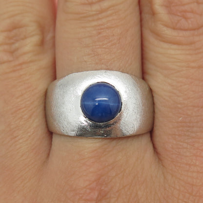 925 Sterling Silver Antique Art Deco Lab-Created Star Sapphire Ring Size 11.25