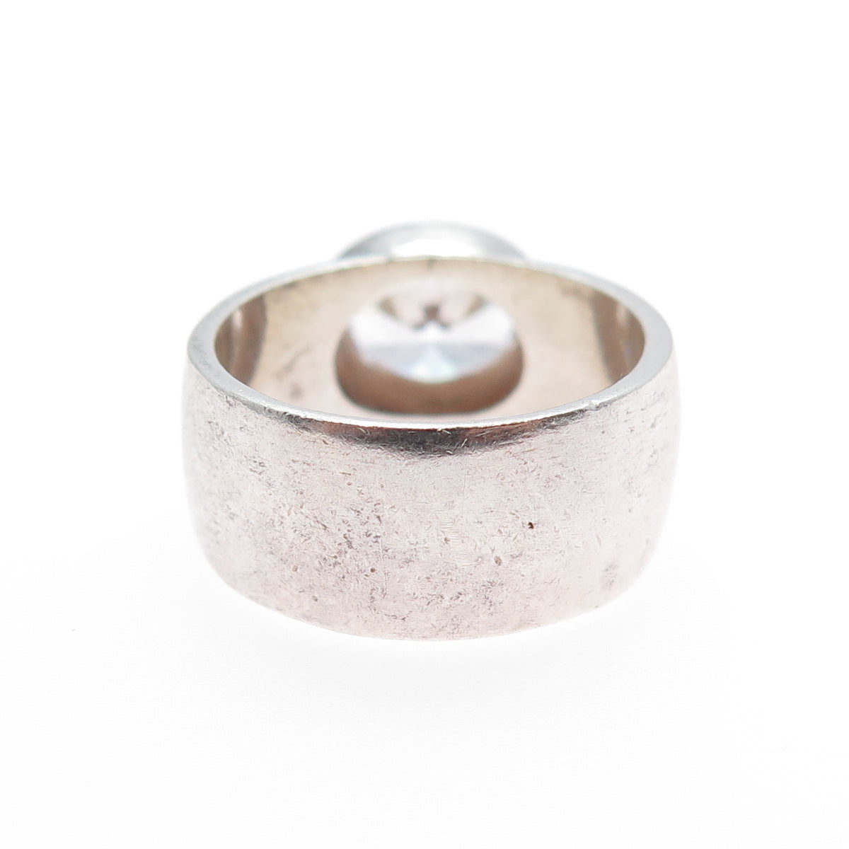 925 Sterling Silver Vintage Oval-Cut C Z Modernist Ring Size 8.25