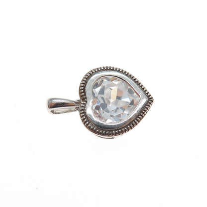 925 Sterling Silver Heart-Cut C Z Minimalist Charm Pendant