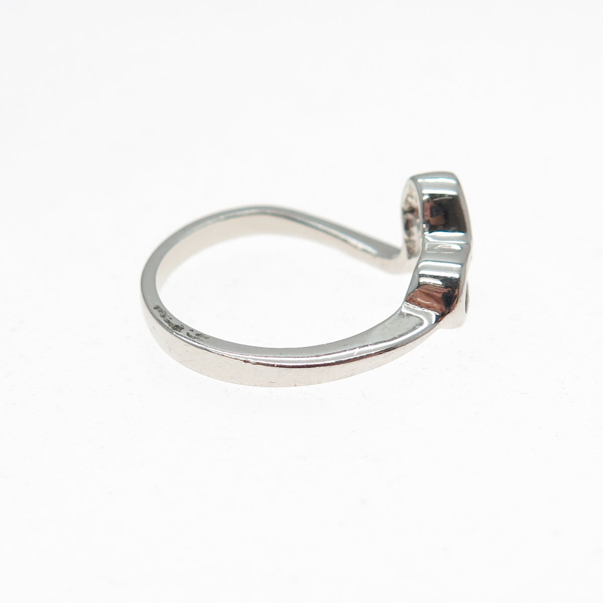 925 Sterling Silver Round-Cut Champagne C Z Modernist Heart Ring Size 6