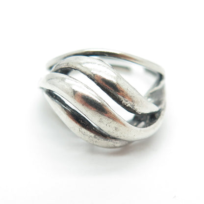 BEAU 925 Sterling Silver Vintage Braided Domed Adjustable Ring Size 6