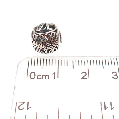Pandora 925 Sterling Silver C Z Letter V Initial Slide Bead Charm