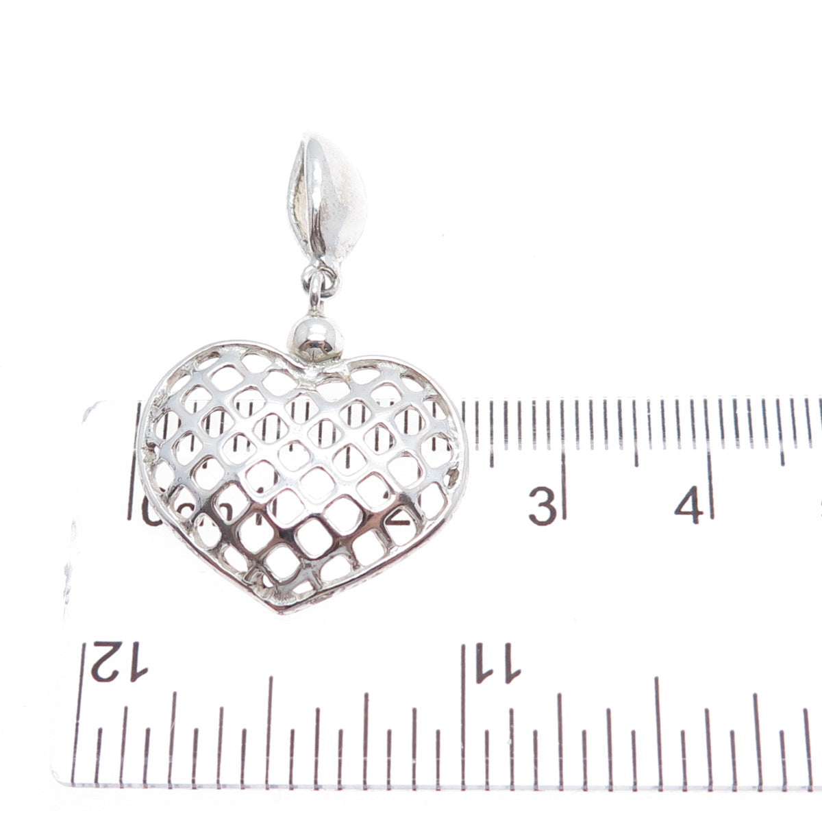 925 Sterling Silver Vintage Cage Heart Charm Pendant