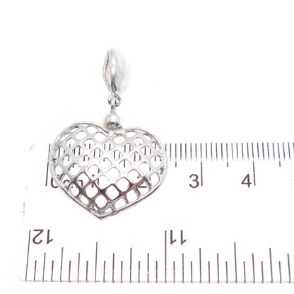 925 Sterling Silver Vintage Cage Heart Charm Pendant