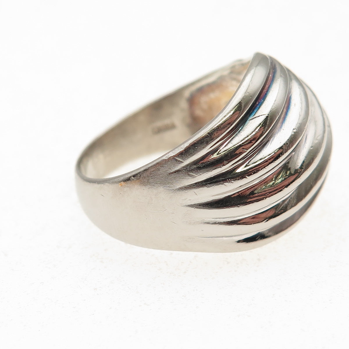 925 Sterling Silver Vintage Modernist Wing Oxidized Ring Size 9