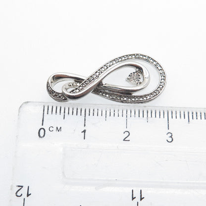 925 Sterling Silver Real Round-Cut Diamond Infinity Slide Pendant