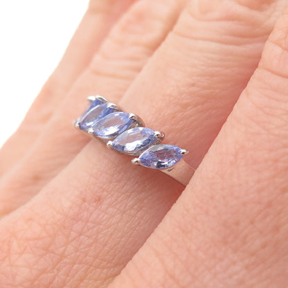 Chuck Clemency 925 Sterling Silver Real Marquise-Cut Tanzanite Ring Size 7