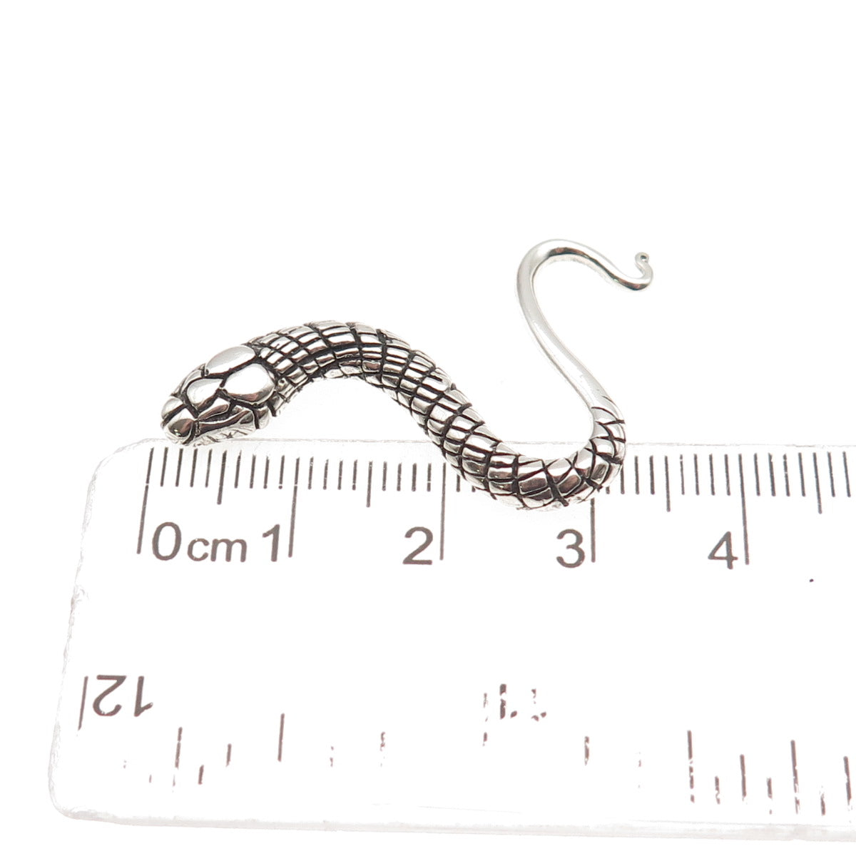 925 Sterling Silver Vintage Snake Oxidized Slide Charm Pendant
