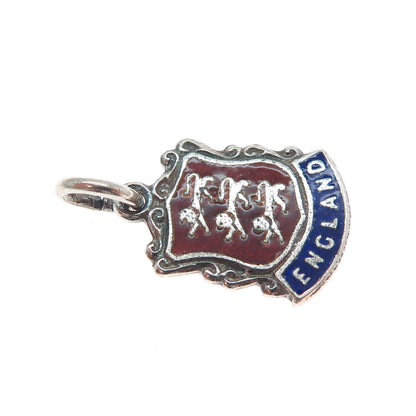 AMY SANDHEIM 925 Sterling Vintage 1961 Enamel England Coat of Arms Mini Pendant