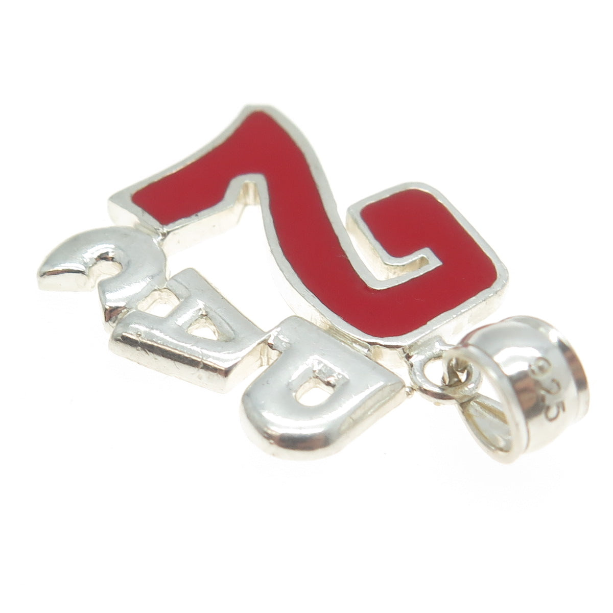 925 Sterling Silver Vintage Red Enamel "2PAC" Pendant