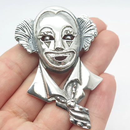 925 Sterling Silver Vintage Mexico Clown Pin Brooch