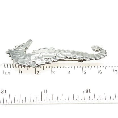 925 Sterling Silver Vintage Seahorse Modernist Pin Brooch