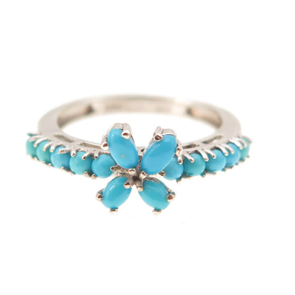 Chuck Clemency 925 Sterling Real Sleeping Beauty Turquoise Butterfly Ring Size 6