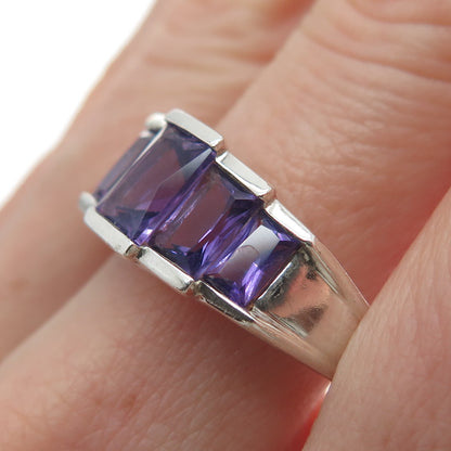 MICHELLE ALBALA 925 Sterling Silver Vintage Real Amethyst Gem Ring Size 9.25