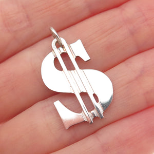 925 Sterling Silver Vintage Dollar Symbol Charm Pendant