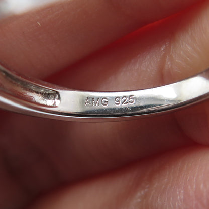 925 Sterling Silver Princess & Round-Cut C Z Engagement Ring Size 8