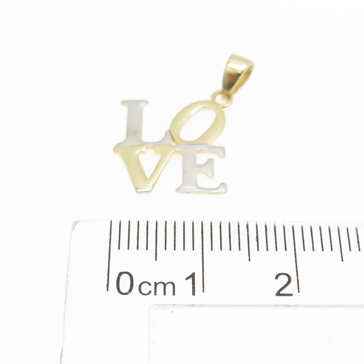 14K Yellow & White Gold "LOVE" Minimalist Charm Pendant