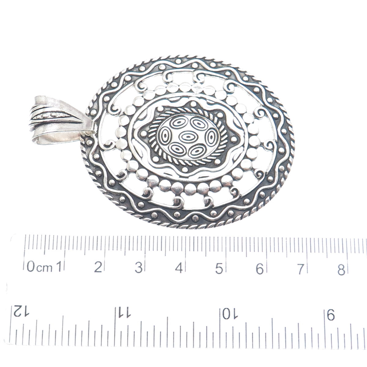 925 Sterling Silver Vintage Mexico Modernist Oxidized Pendant