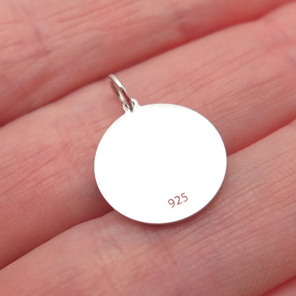 925 Sterling Silver Pink Enamel Dog & Cat Mini Tag Charm Pendant