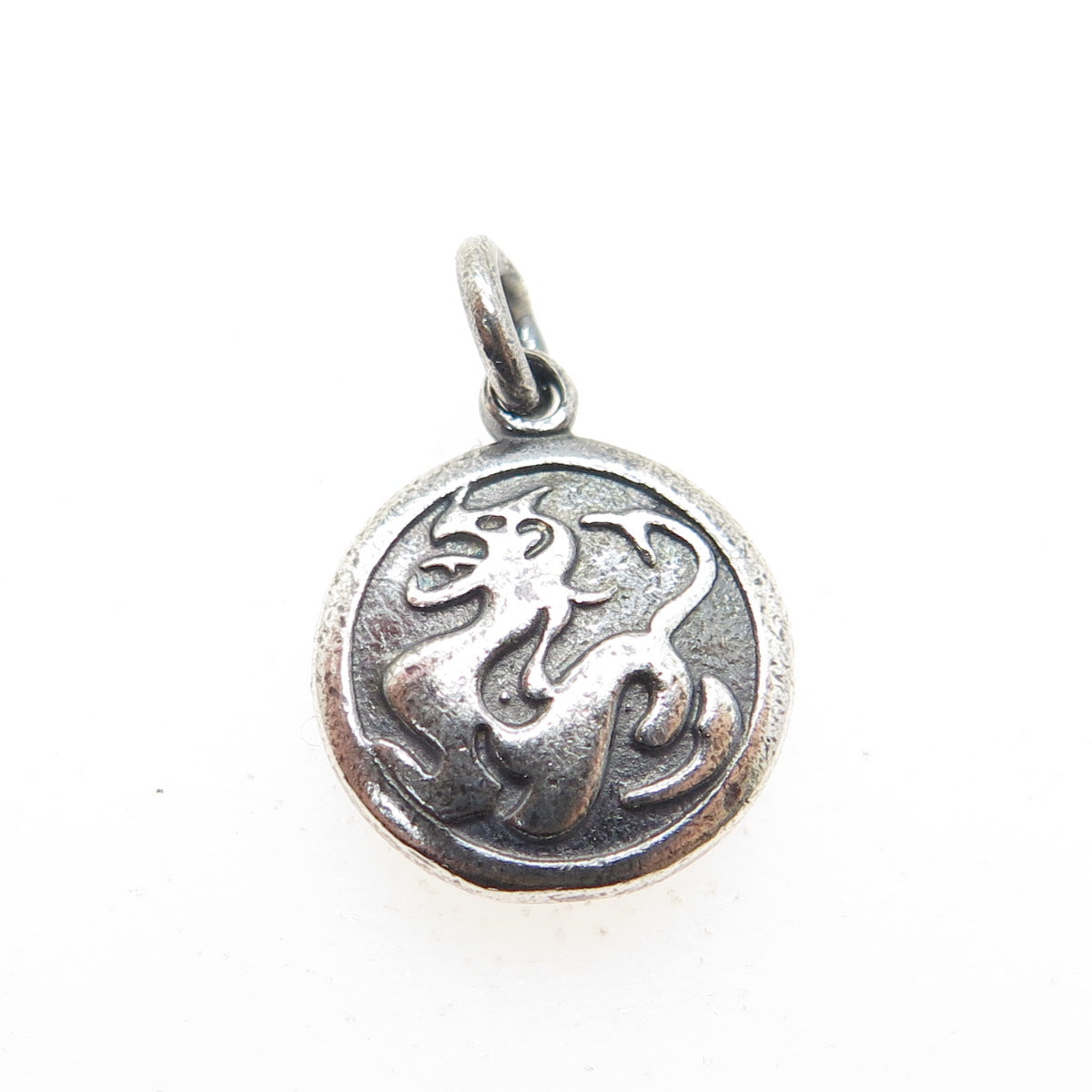 925 Sterling Silver Vintage Leo Zodiac & Dragon Chinese Horoscope Mini Pendant