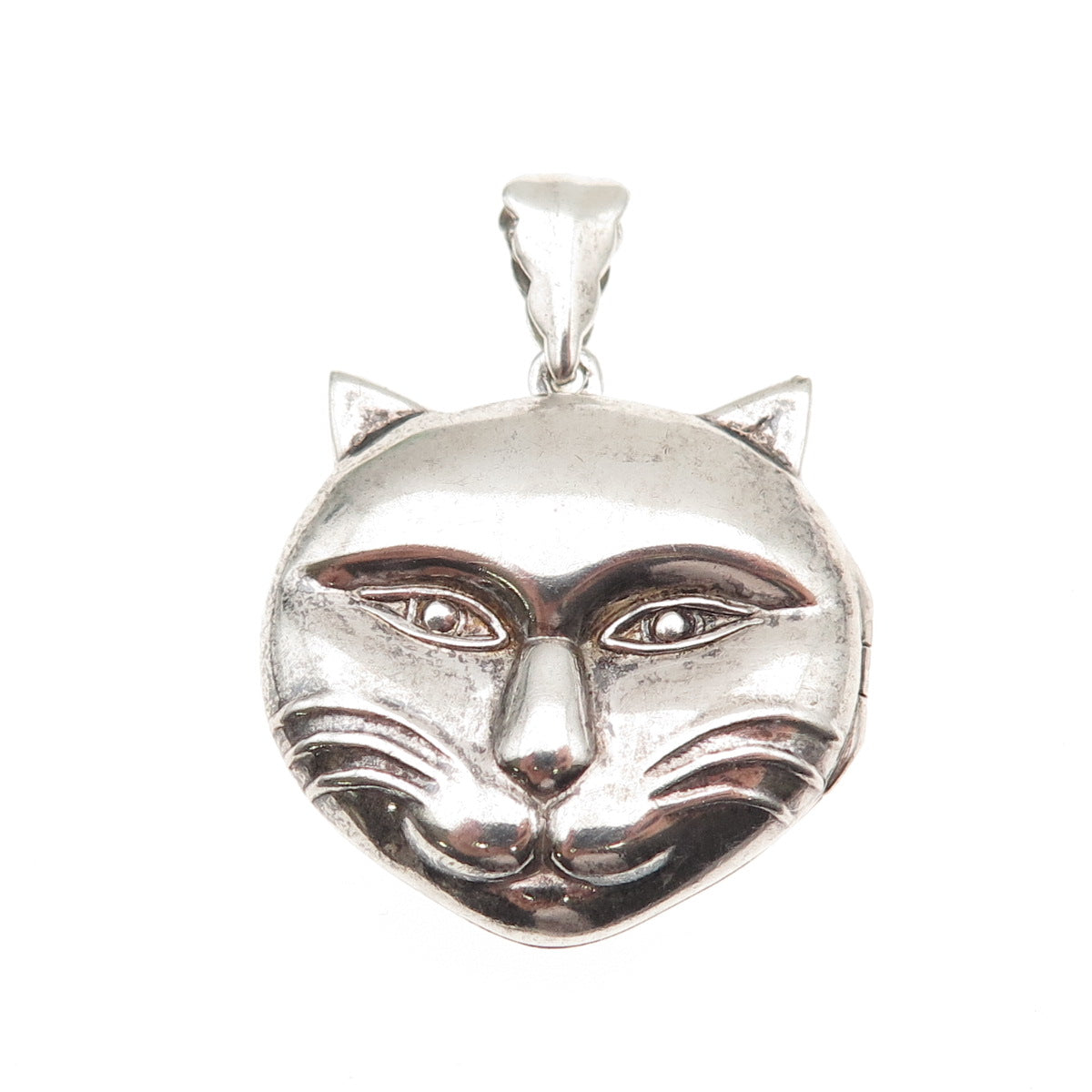 REO CO. 925 Sterling Silver Vintage Cat Locket Charm Pendant