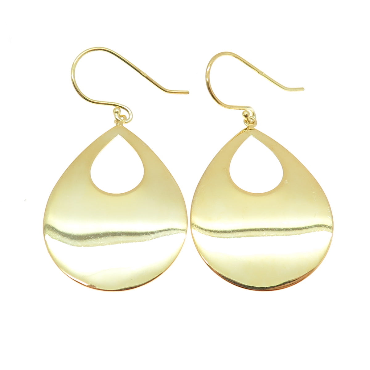 925 Sterling Silver Gold Plated Teardrop Dangling Earrings