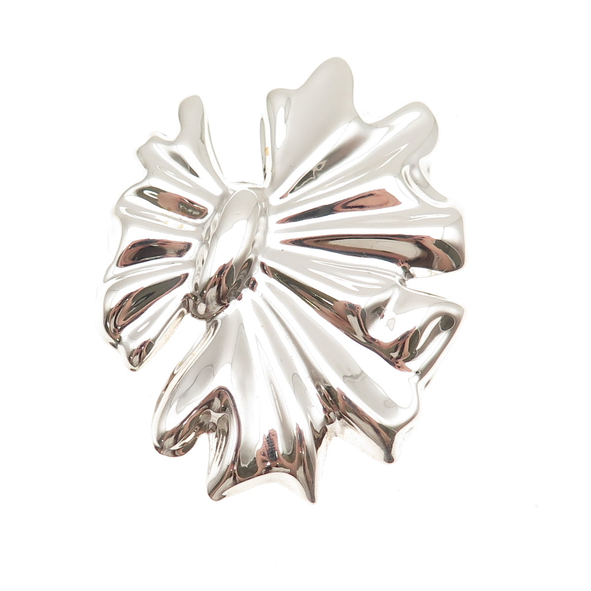 925 Sterling Silver Vintage Mexico Floral Repousse Pin Brooch / Pendant