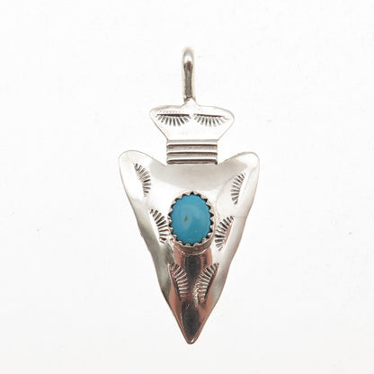 Kay Johnson Anglo Old Pawn 925 Sterling Vintage Turquoise Arrow Charm Pendant
