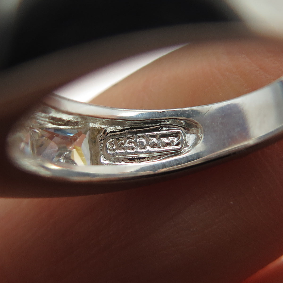 925 Sterling Silver Vintage Princess-Cut C Z Half Eternity Ring Size 5