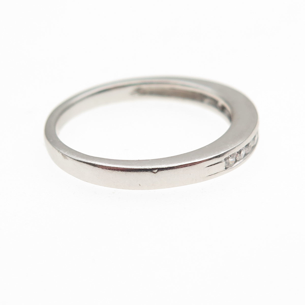 925 Sterling Silver Round-Cut C Z Half Eternity Band Ring Size 7