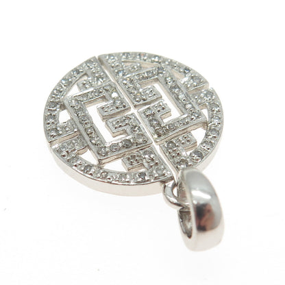 925 Sterling Silver Real Round-Cut Diamond "CC" Maze Round Pendant