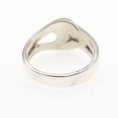 925 Sterling Silver Vintage Mexico Modernist Hook & Eye Ring Size 8.25