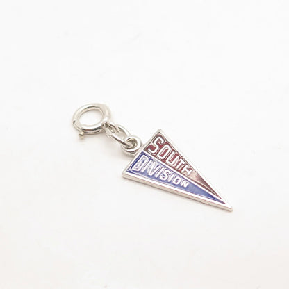 925 Sterling Silver Vintage Kinney Enamel "South Division" Charm Pendant