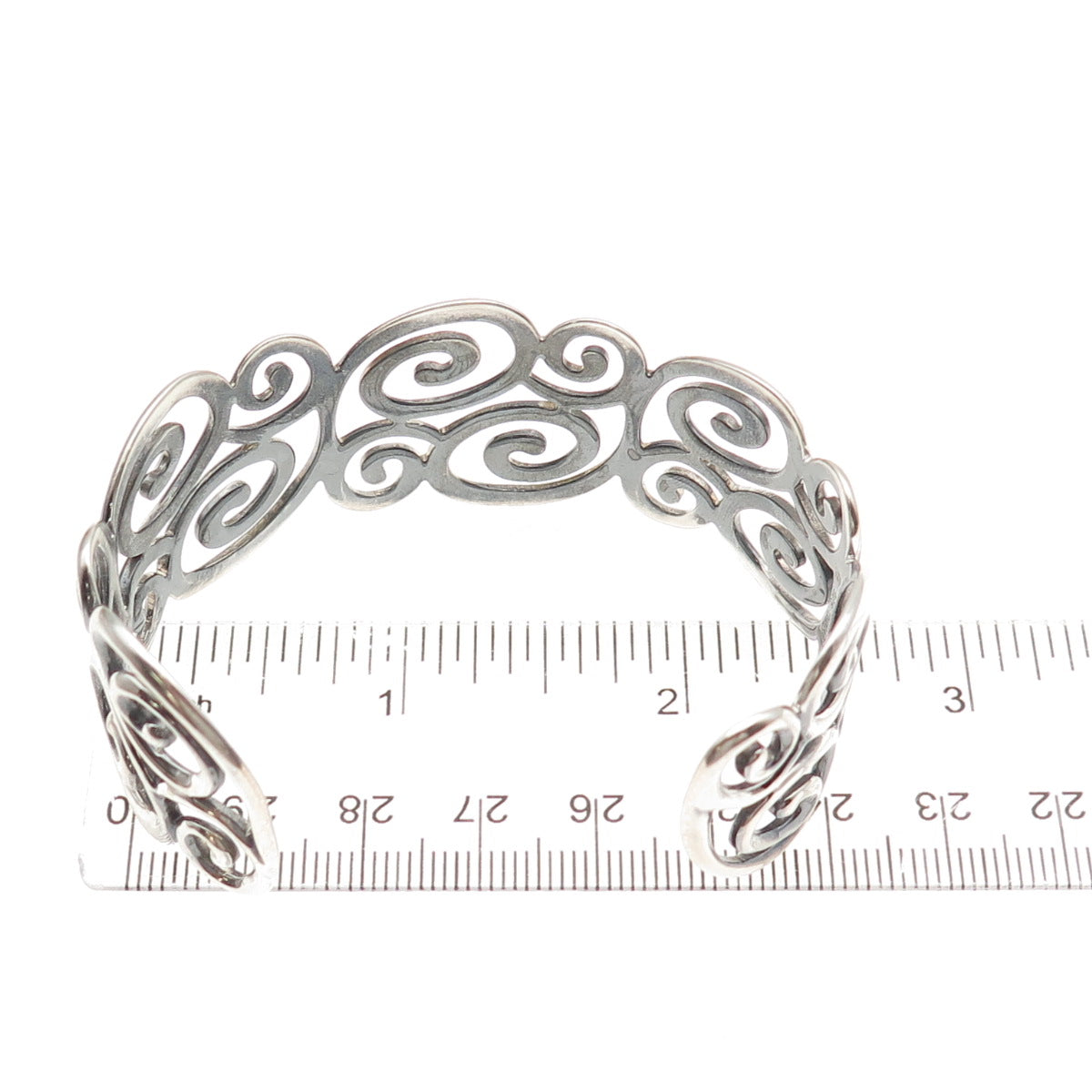 ROSS SIMONS Sterling Silver Vintage Modernist Swirl Adjustable Bracelet 6.75"