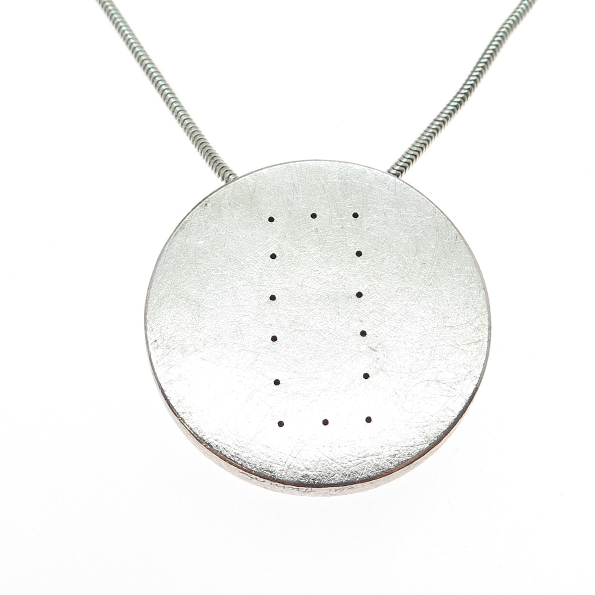 Lorelei Hamm 925 Sterling 14K Gold Spiral Vintage Modernist Disc Necklace 36"