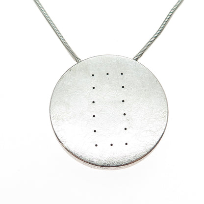 Lorelei Hamm 925 Sterling 14K Gold Spiral Vintage Modernist Disc Necklace 36"