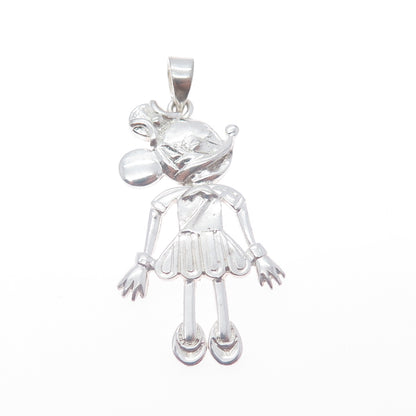 925 Sterling Silver Vintage Minnie Mouse Charm Pendant
