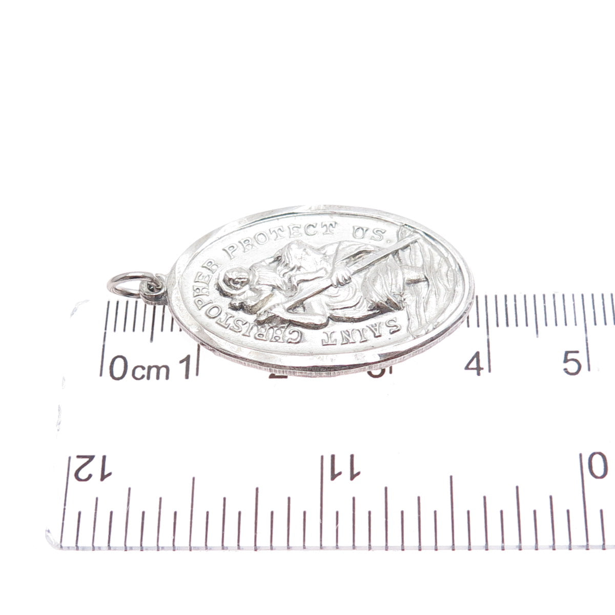 CHAPEL 925 Sterling Silver Vintage St. Christopher Religious Medal Charm Pendant