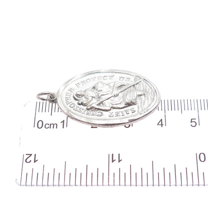 CHAPEL 925 Sterling Silver Vintage St. Christopher Religious Medal Charm Pendant
