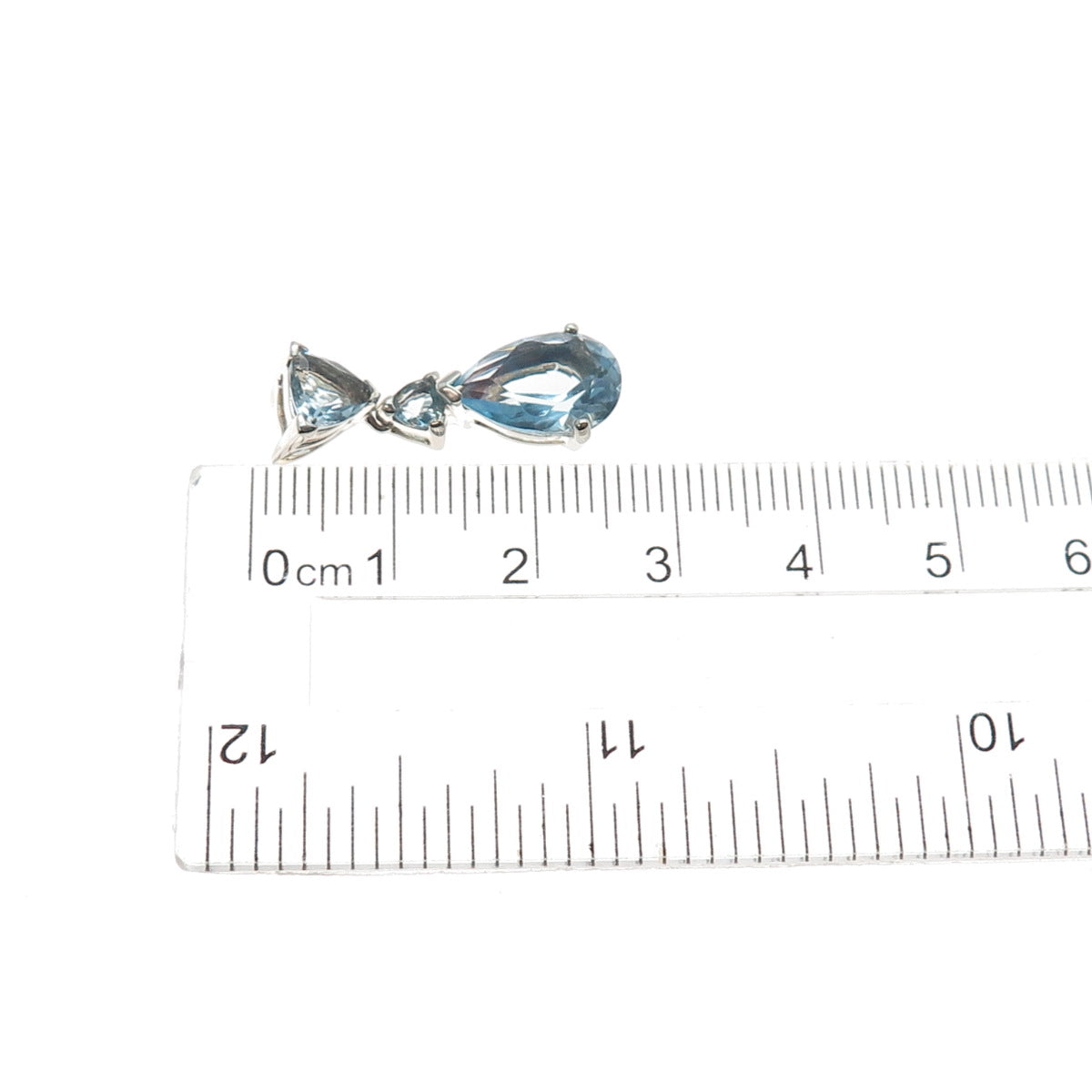 925 Sterling Silver Vintage Real Blue Topaz Mini Slide Charm Pendant