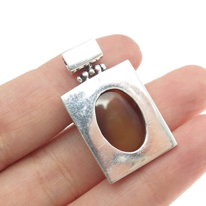 925 Sterling Silver Vintage Real Druzy Agate Swirl Pendant